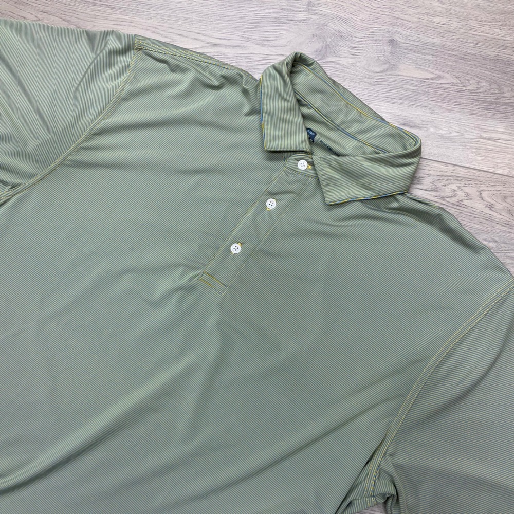 Onward Reserve Performance Polo Mens Large Green Striped Short Sleeve Shirt